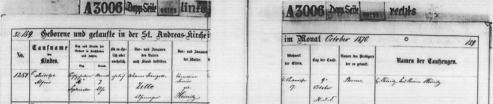 Geburts- und Taufeintrag vom Bruder Rudolph Alfred